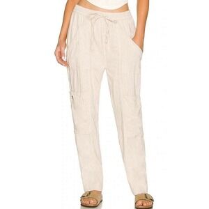 Free People Feelin Good Utility Pull-On Pants (XS, Natural) Linen Cotton Blend